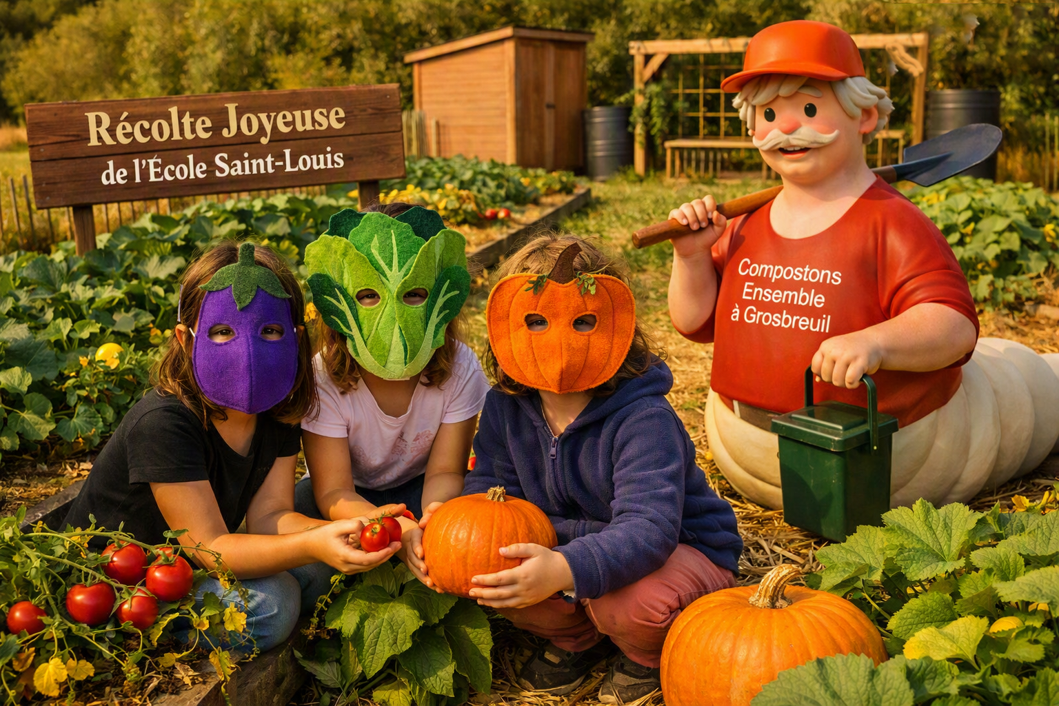 Les maternelles de Saint-Louis fiers de leur potiron et de leurs tomates cerises